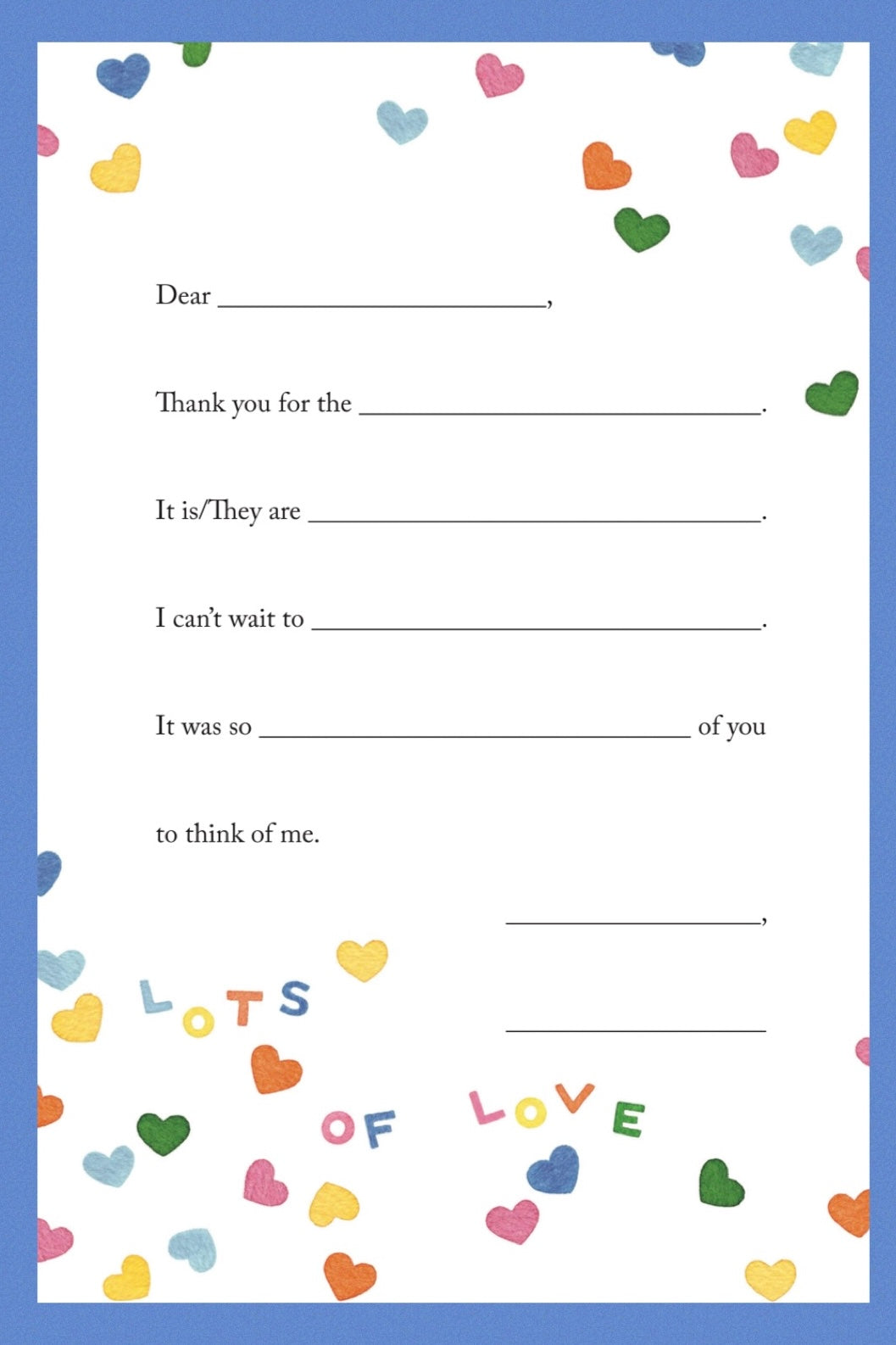 Thank You: LOTS OF LOVE Stationery package