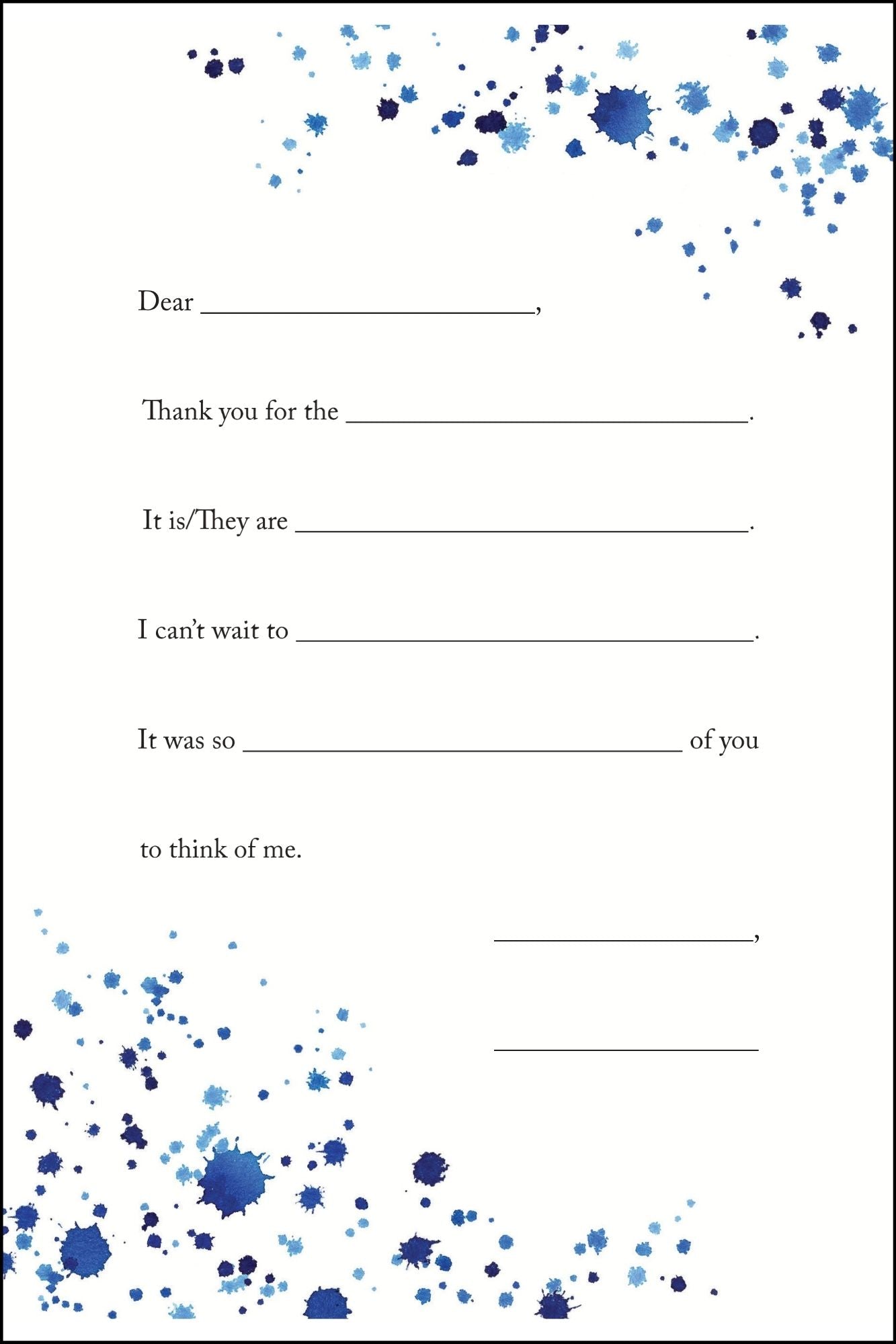 BLUE PAINT - CHILDREN'S THANK YOU STATIONERY