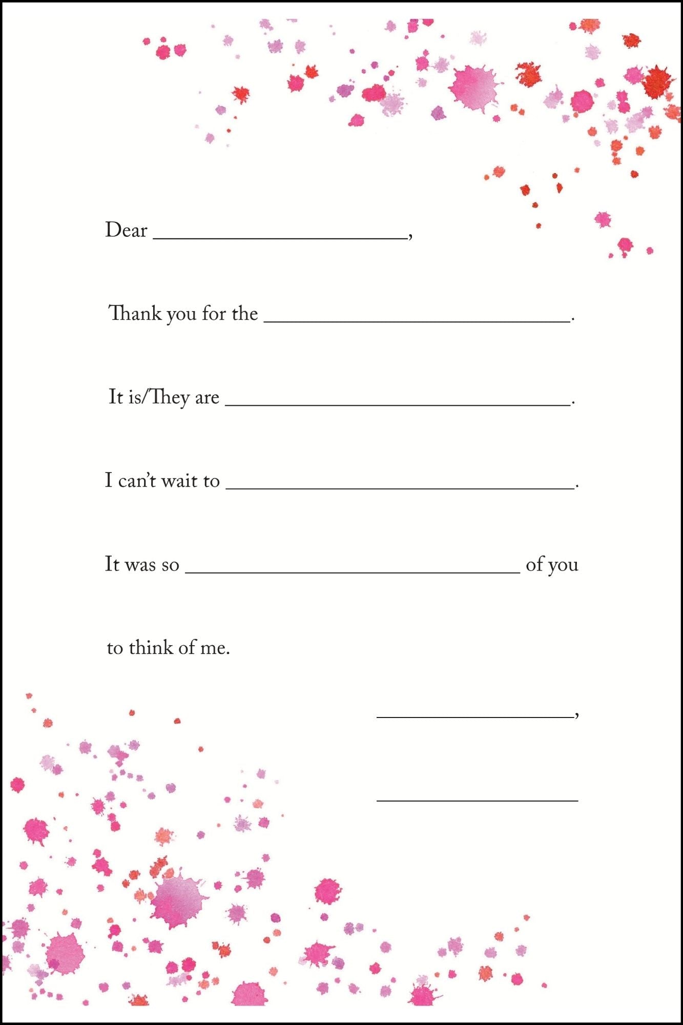 PINK PAINT - CHILDREN'S THANK YOU STATIONERY